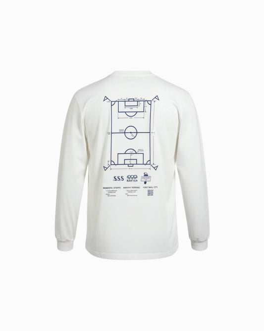 A-pitch Long Sleeve Tee / White × Blue