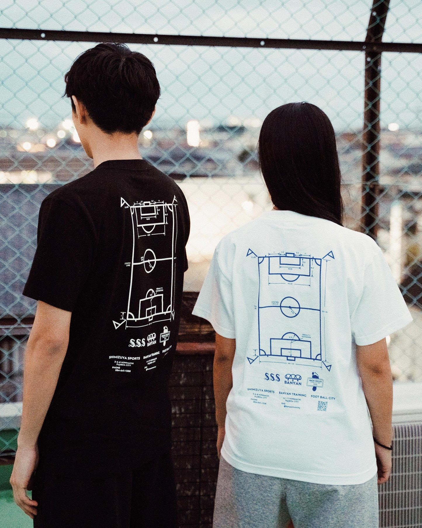 A-pitch Short Sleeve Tee / White × Blue