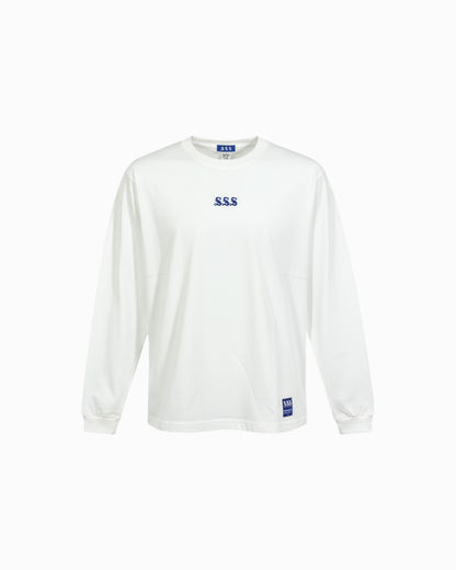 A-pitch Long Sleeve Tee / White × Blue