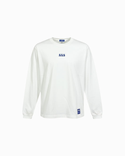 A-pitch Long Sleeve Tee / White × Blue