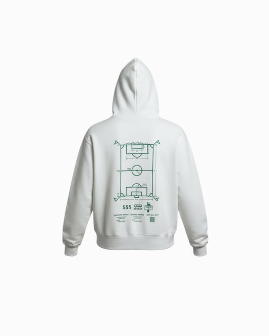 A-pitch Sweat Hoodie / White × Green
