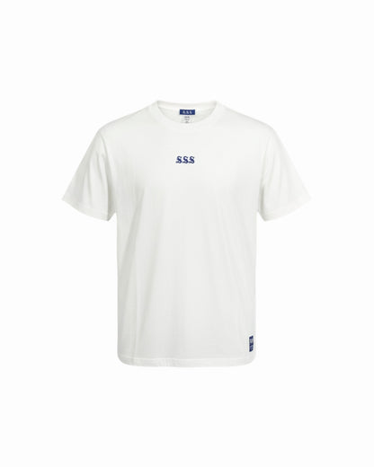 A-pitch Short Sleeve Tee / White × Blue